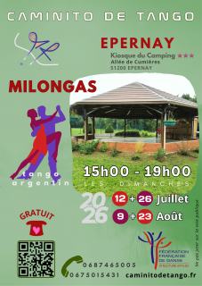 Milongas estivales 2026 au Kiosque d'Epernay - 6ème année
